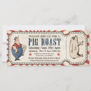 Vintage Pig - Convites de Tíquete de Roast