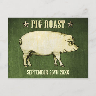 Vintage Pig Roast Postcard Convite II (Verde)