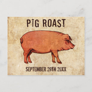 Vintage Pig Roast Postcard Convite IV