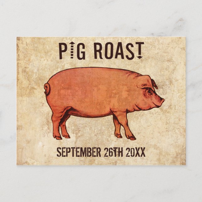 Vintage Pig Roast Postcard Convite IV (Frente)