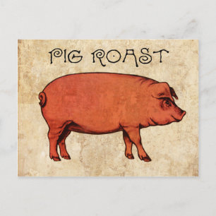 Vintage Pig Roast Postcard Convite VI