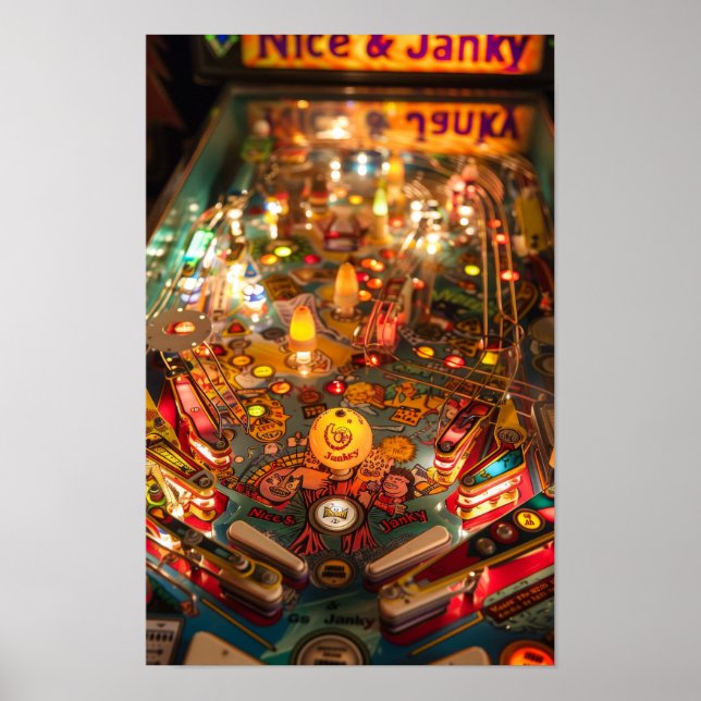 Vintage Pinball Machine Art Poster (Frente)