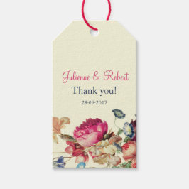 Vintage Pink Floral Wedding Obrigado Etiquetas