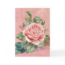 Vintage Pink Rose | Balões - Cartão de Aniversário