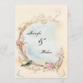 Vintage Pink Rose e Robin Weding Convite