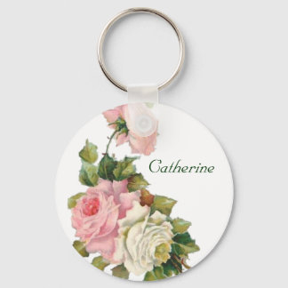 Vintage Pink Roses Chaveiro