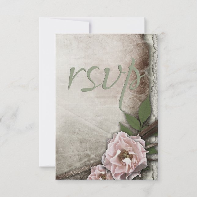 Vintage Pink Roses Wedes Collection RSVP (Frente)