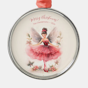 Vintage Pink Sugar Plum Fairy Enfeites de natal