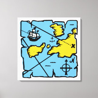 Vintage Pirate Map Stretch Canvas Print (Grande)