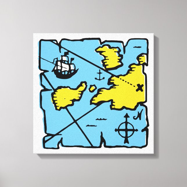 Vintage Pirate Map Stretch Canvas Print (Média) (Frente)