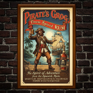 Vintage Pirate Spicated Rum Advertising Poster