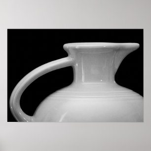 Vintage Pitcher Vase Impressão de Arte Preta e Br
