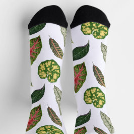 Vintage Plant Leaf Novelty Socks - White