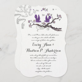 Vintage Plum Birds Yellow & Purple Convite de casa