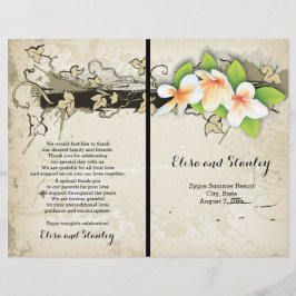 Vintage plumeria e ivy beige programa de casamento