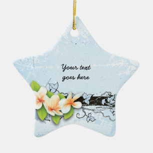 Vintage plumeria e ornamento azul-marinheiro