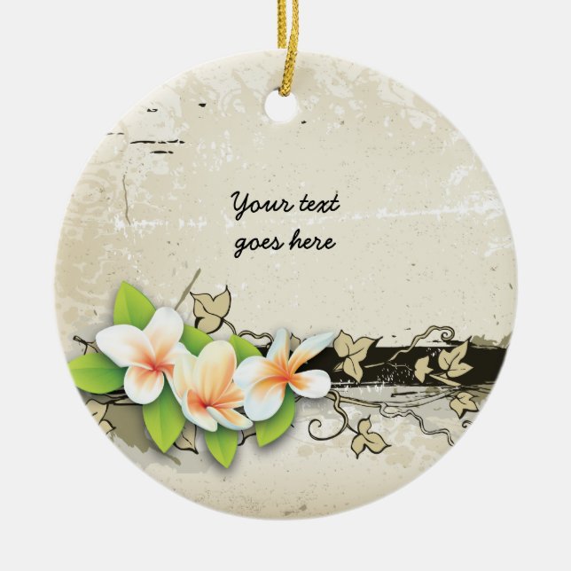 Vintage plumeria e ornamento personalizado de ivy  (Frente)