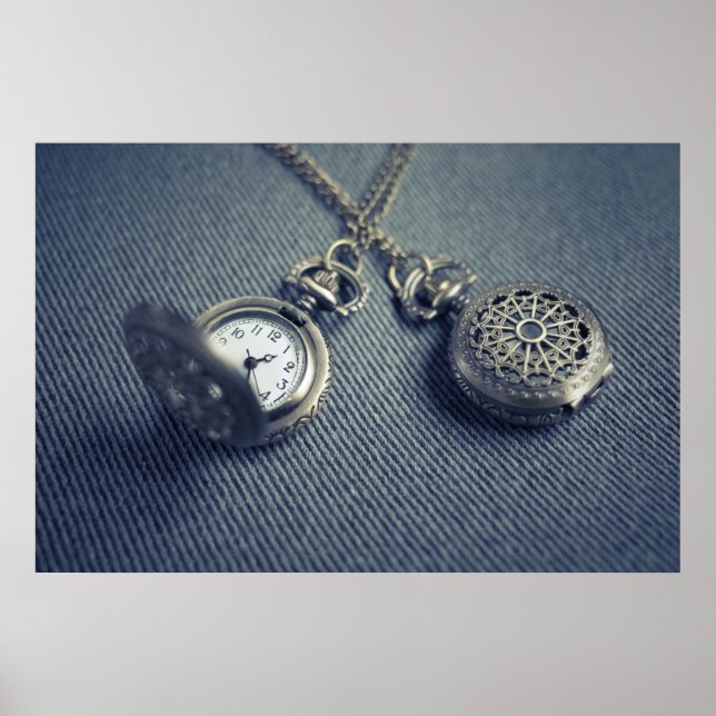 Vintage Pocket Watch Locket Steampunk Photo Poster (Frente)