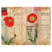 Vintage Poppies Chique Scrapbook Paper