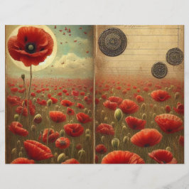 Vintage Poppy Scrapbook Paper - Floral do Chique