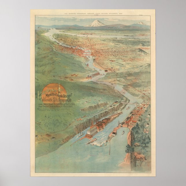 Vintage Portland Illustration Poster (Frente)
