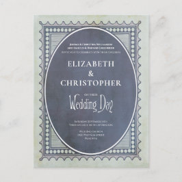 Vintage Postage Stamp Wedsing Day Convite