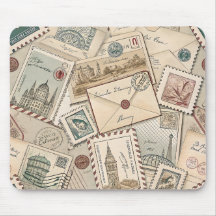 Vintage Postage Stamps Mouse Pad
