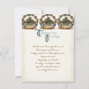 Vintage Poste Cartão Ação de Graças Convites Turqu