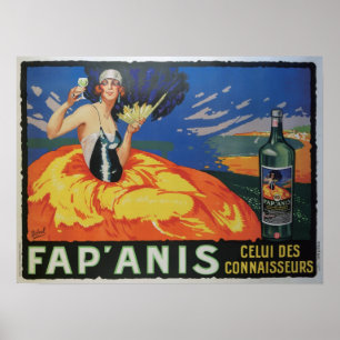 Vintage Poster de Anúncio de Vinho e Álcool Francê