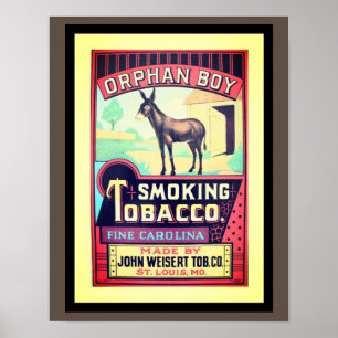 "Vintage, Poster de cigarro "Orphan Boy" de 1930