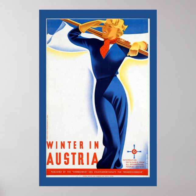 Vintage Poster de esqui austríaco (Frente)