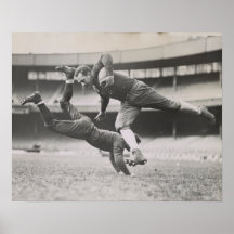 Vintage poster de futebol, caverna de homem branco