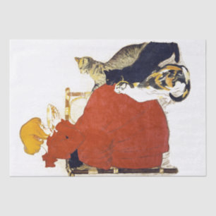 Vintage Poster Francês Gatinhos Garota Milkl Papel