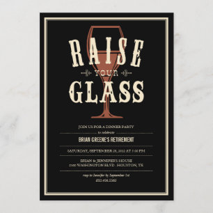 Vintage Preto Levanta Seus Convites de festas De V