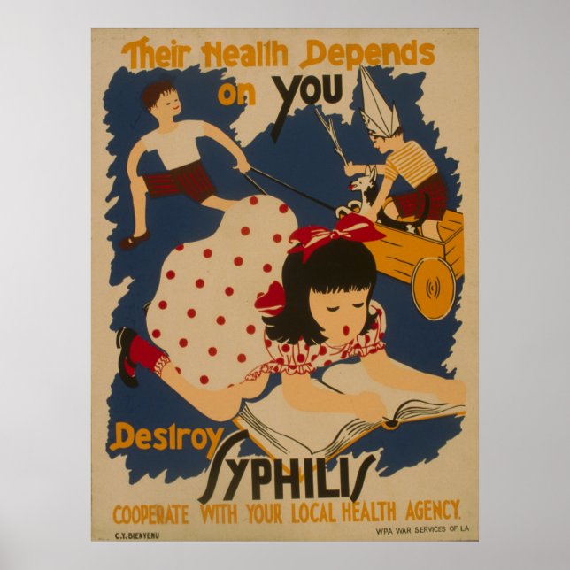 Vintage Public WPA Health Poster (Frente)