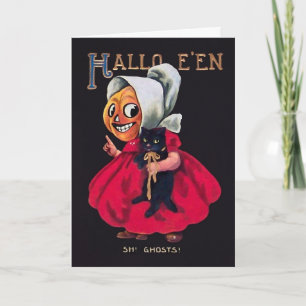 Vintage Pumpkin com um Cartão de Dia das Bruxas