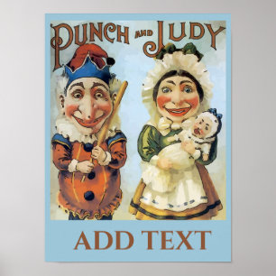 Vintage Punch e Judy Poster, adicione Poster de te