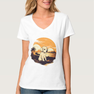 Vintage Puppy na camiseta Sunset