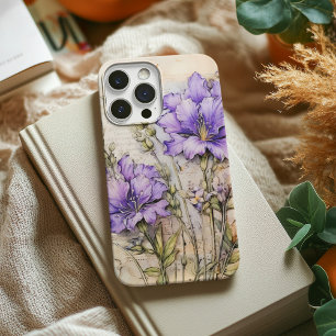Vintage Purple Watercolor Capa de telefone Floral