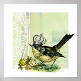 Vintage Queen Bird Collage Art Impressão