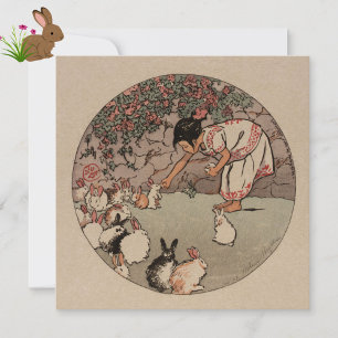 Vintage Rabbit Art Qualquer Cartão Cottagecore de 