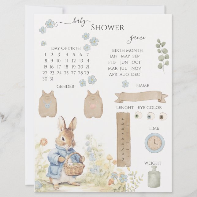 Vintage Rabbit Garden Baby Shower Game (Frente)