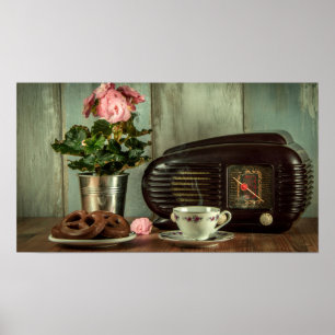 Vintage Radio China Set Flowers e Pretzel Poster