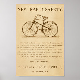 Vintage Rapid Safety Bicycle Ad Art Poster