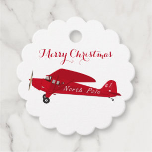 Vintage Red Airplane Feliz Natal Etiquetas para pr
