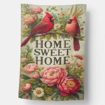 Vintage Red Cardinal Home Sweet Home