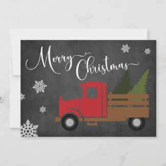 Vintage Red Christmas Tree Truck - Cartão de Sauda