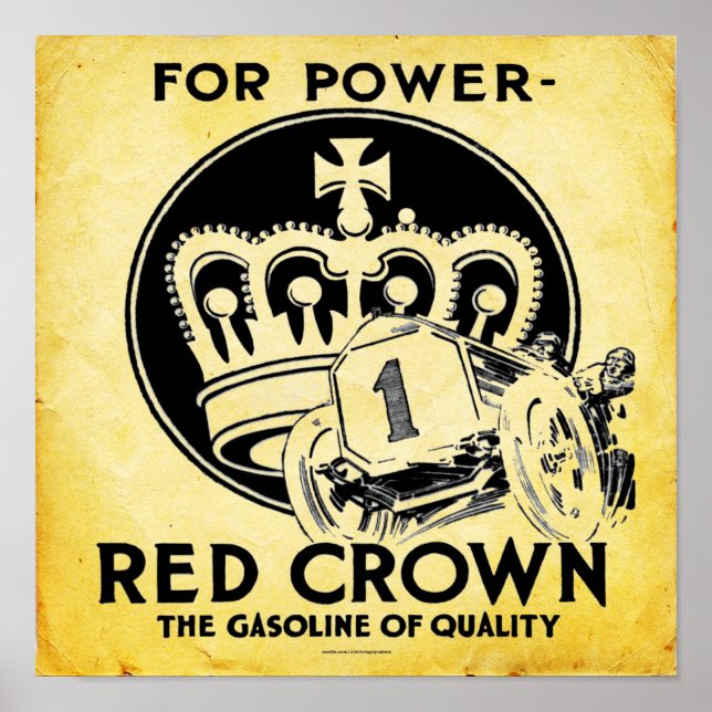 Vintage Red Crown Gasolina Impressão (Frente)
