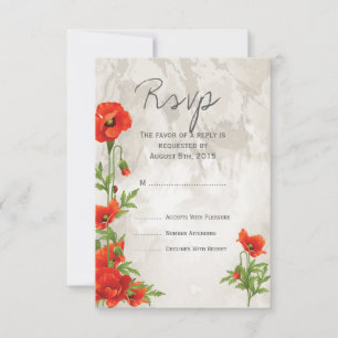 VINTAGE RED POPPIES CASAMENTO RSVP