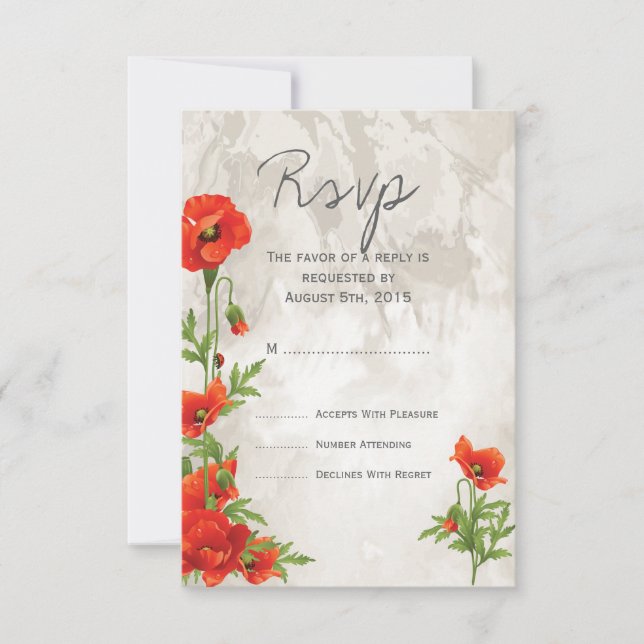 VINTAGE RED POPPIES WEDTING RSVP (Frente)